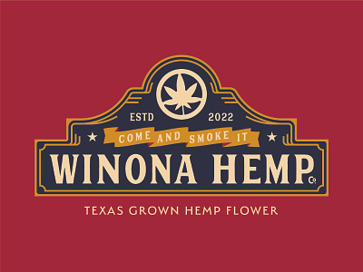 Winona Hemp Company alamo badge branding cannabis hemp label logo smoke texan texas vintage