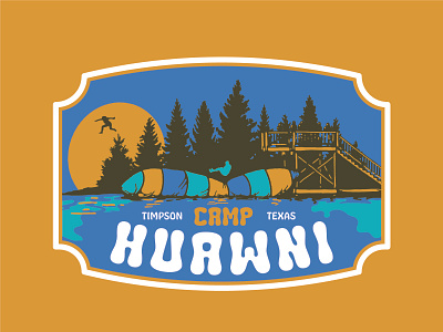 Camp Huawni apparel badge camp camping lake shirt summer texas