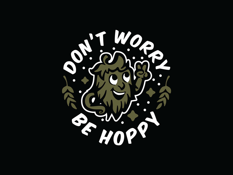 Don't Worry, Be Hoppy shirts beer brewery craft beer flame gold hop hoppy local mascot shirt