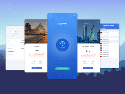 FES VPN app app design mobile ui vpn