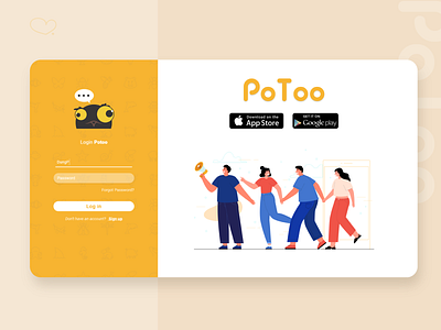 Potoo login b design flat illustration login ui web