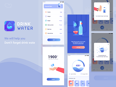 Drink Water Project app design drink drink water flat design illustration logo mobile ui water