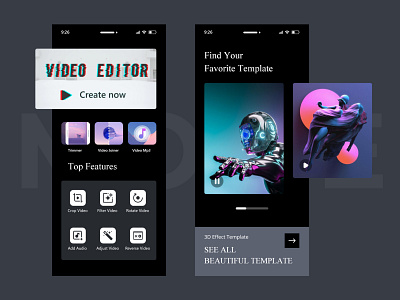 Video Editor Screen app black design edit editor mobile movie ui vector video video editor