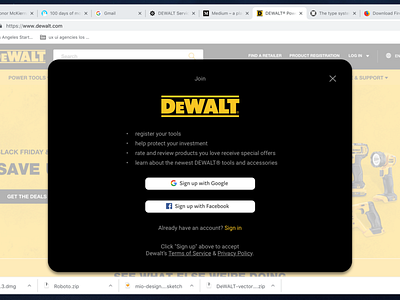 Dewalt Sign Up