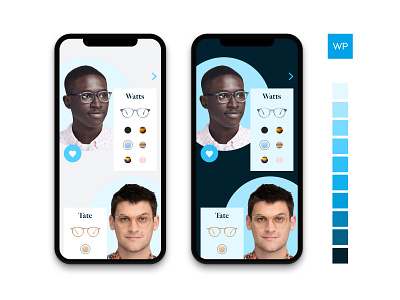 UI Color Study: Visual Design and Color Palette for Warby Parker app branding color color palette contrast dark mode design flat identity minimal mobile product design typography ui