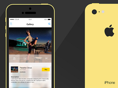 Flat iPhone 5c & Gallery App Concept