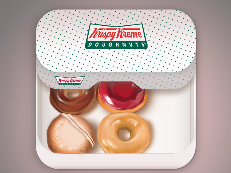 Krispy Kreme iOS Icon Concept ios icon apple iphone hand drawing digital painting illustration design food painting