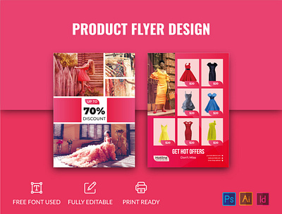 Creative Product flyer a4 a4 size business catalog clean company corporate creative customizable discount editable elegant flexible flyer market modern multipurpose pink price