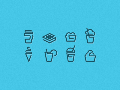 Ice & Friends Icon Set coffee fresh juice friends ice ice cream icon icon set line line icon shake smoothie waffle