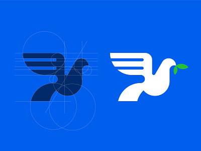 Dove animal bird dove geometry grid guideline logo construction