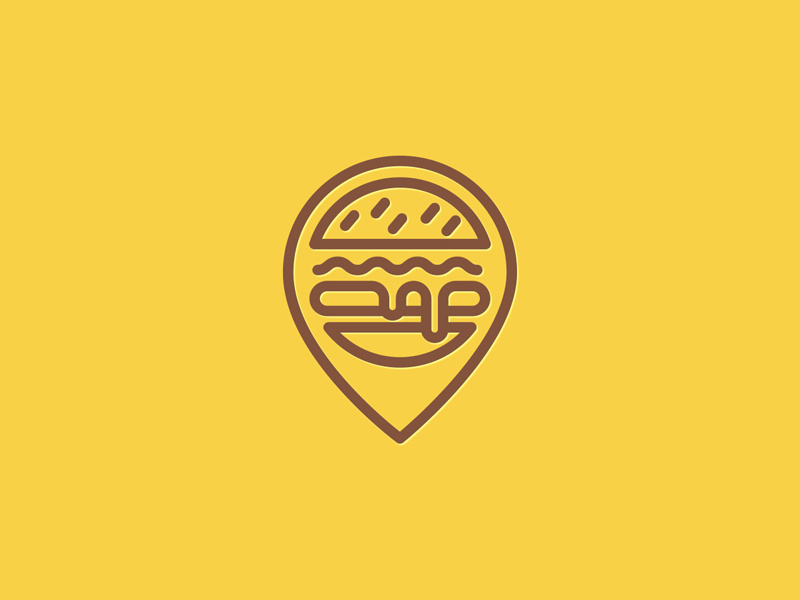 Burger Pin line icon location pin burger logo