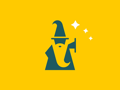 Wizard brand identity branding character graphic design icon illustrator logo logo design mage negative space vector wizard