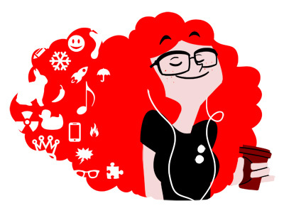 Red Ideas ginger girl hair illustration red