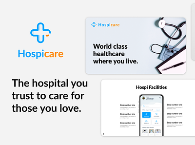 Hospicare Landing Page banner banner design branding design hospital illustration software template ui uiux design ux
