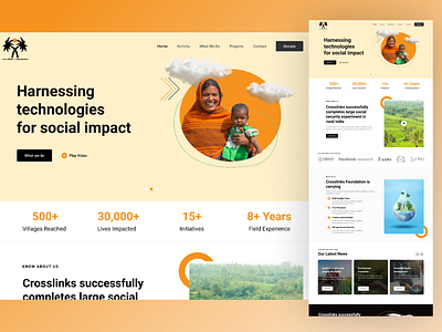 Charity NGO Web UIUX Design banner banner design branding charity design illustration logo ngo template ui design ui design charity uiux design ux design website design website design 2022