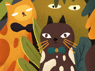 猫和朋友闷 扁平 插图 插画 生活 美好