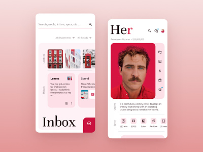 Movie Management App cards director managment movie movie app news pink product design red