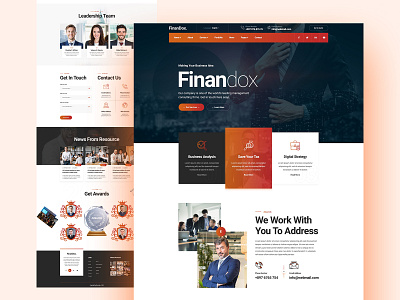 Finandox Business & Finance Website Design about business comercial design finance financial finandox footer header insurance landing landing page landingpage one page design service testimonials ui ux website