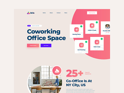Brin Co-working Office Space brand brand identity branding brin co work co working co working office design gradient homepage landing page landingpage office service ui ui design ux ux design