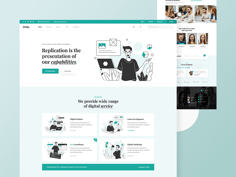 Pixila startup agency website design by Yasinul Huq on Dribbble