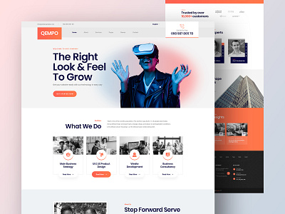 Qempo Digital Agency Website Design agency agency website design digital digital agency digital agency website fixed footer header hourly landingpage minimal qempo service service website ui ui design ux ux design website