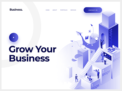 Business Website Header Exploration. business colorful design illustration isometric template ui ux