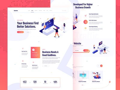 Digital Marketing / SEO / SMM / SEM 2 business digital agency digital marketing header illustratin isometric landingpage sem seo smm startup ui ux website