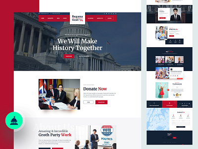 Political Party Website Design charity contact crime donate footer header menu party politica political testimonials ui ux