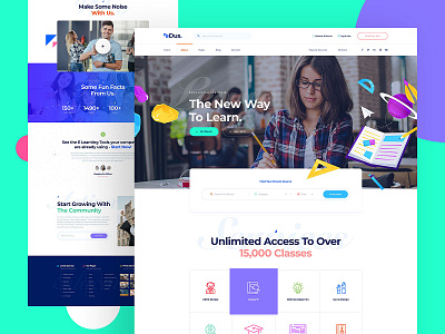 eDus LMS Online Education Platform college colorful education education app education website landingpage minimal onepage online online education school service ui ui design ux ux design website