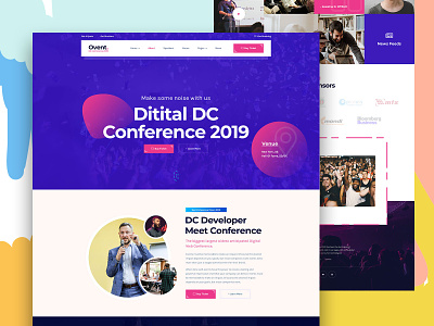 OVent - Event & Conference PSD Template colorful conference conference website creative event event app event website landingpage onepage ui ux website