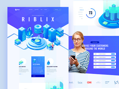 Riblix iSometric Data Mining Platform Website colorful data filter footer header homepage isometric landingpage minimalist mining one page onepage service slider software trend trendy ui ux website