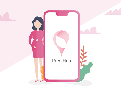 Preg Hub app illustration ui ux vector