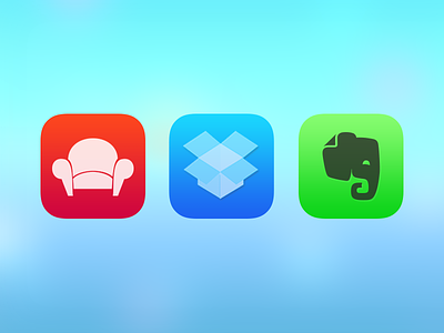 iOS 7 icons blue box chair design dropbox elephant evernote flat green ios 7 readability red