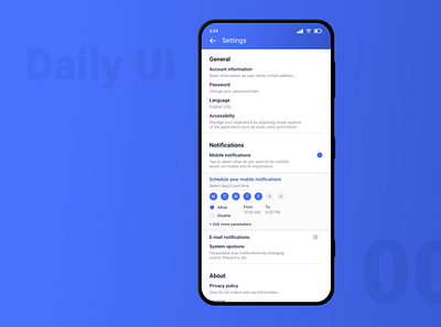 Settings - Daily UI 007 app challenge dailyui design mobile ui