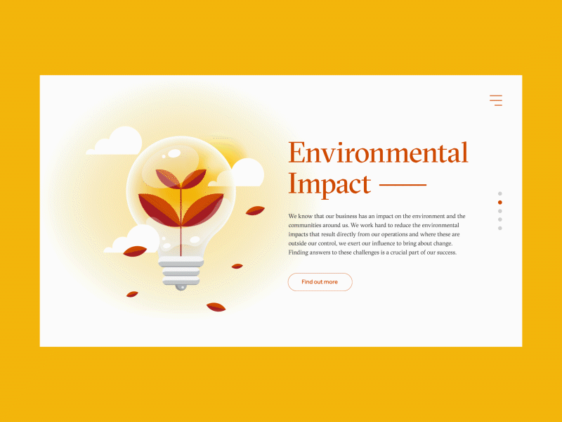 Environmental Impact Concept design graphic eco bulb animation environmental illustration web design web scrolljacking scrolljack ux ui concept digital