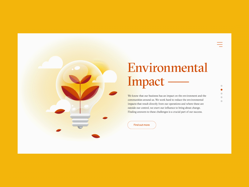 Environmental Impact Concept animation bulb concept design digital eco environmental graphic illustration scrolljack scrolljacking ui ux web web design