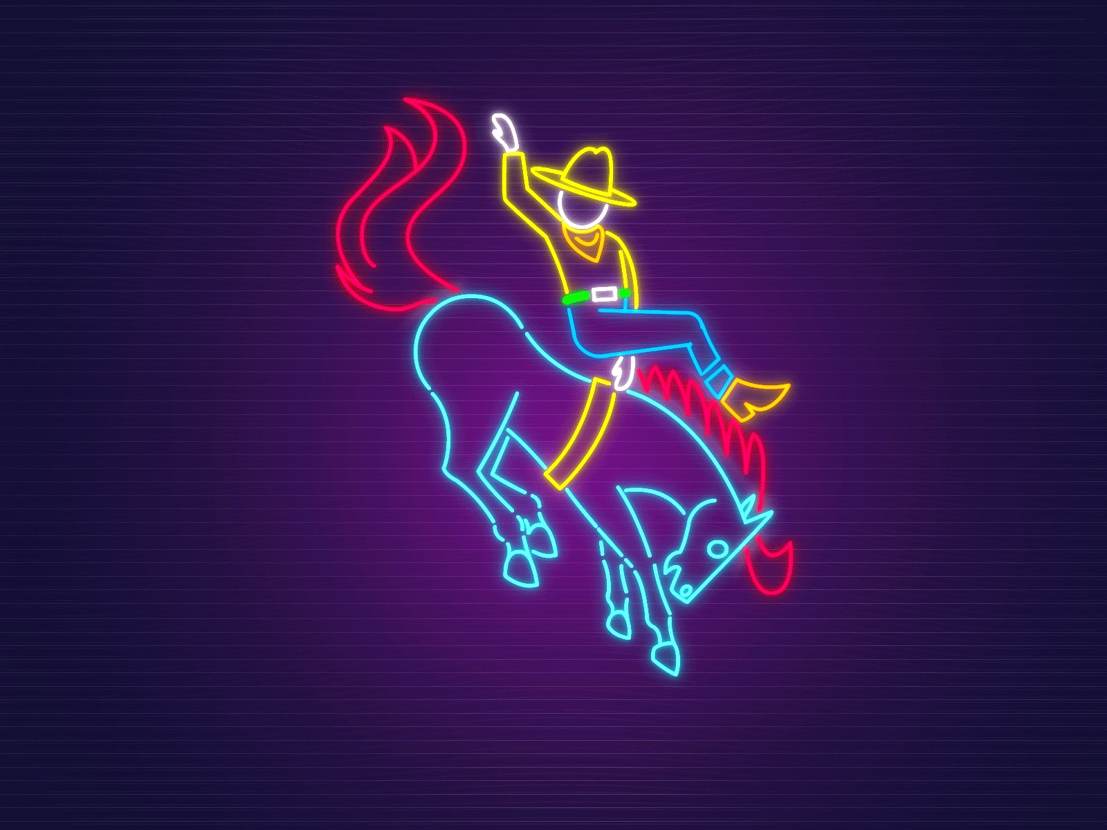 Neon Cowboy animated gif animation cel animation cowboy frame by frame horse illustration las vegas neon colors rodeo