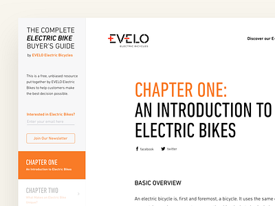 E-Bikes Buyer's Guide, Content Page bikes content side navigation ui ux visual web