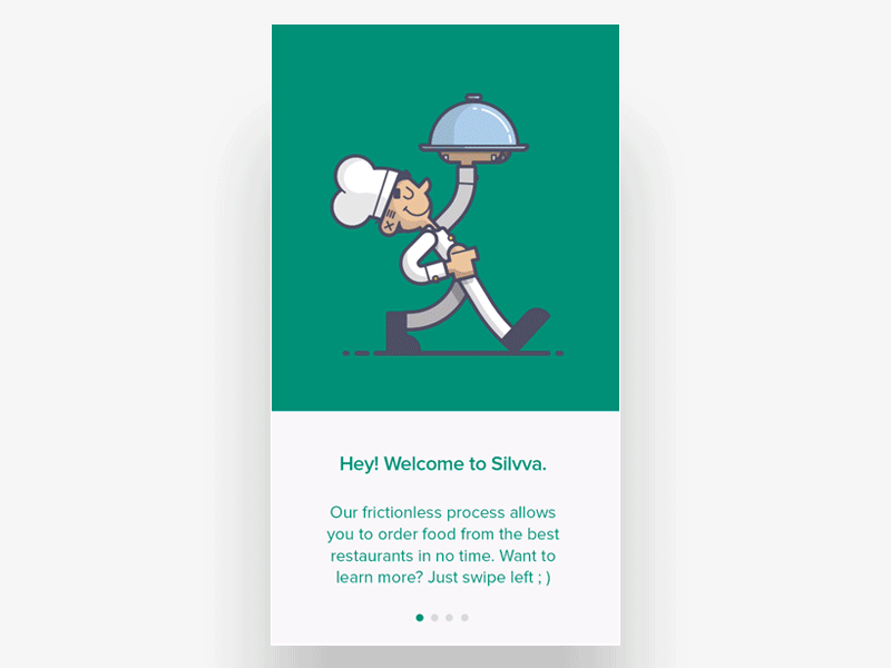 Silvva, Animated Onboarding on Android android animation app delivery food ixd mobile motion onboarding ui ux