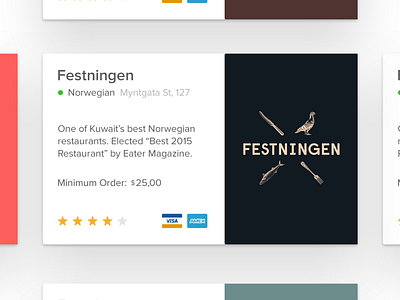 Silvva, Restaurant Card on Web cards food restaurant ui ux visual web