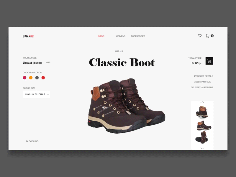 online shopping shoes website UI and Microinteractions