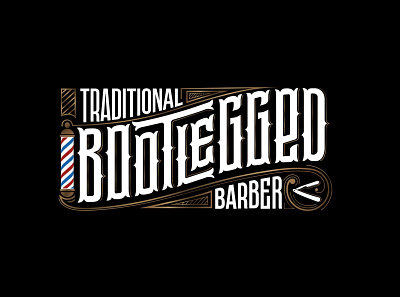 Bootlegged traditional barber barber barbershop lettering logotype