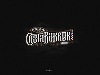 CostaBarber barber barbershop branding dark design gothic lettering logotype mark modern vintage vintage logo