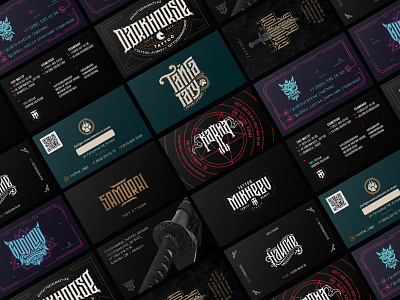 Business cards collection №1 branding busuness card card dark gothic graphic design letter lettering logo logotype modern typography