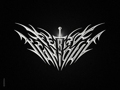 Ferro igniqui 3d logo black metal custom lettering custom logo dark lettering death metal fire gothic hrom lettering hrom type lettering medival logo medival style modern lettering modern type sword sword logo typography