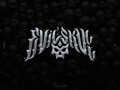 evil skull 3d logo caligraphy logo chome type chrome chrome logo evil gothic lettering skull skull logo typography workshop