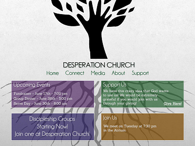 Desperation Church 2 church colors desperation flat design roots tree web design