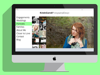 Kristin Carroll Photography Website flat design mint green photography website