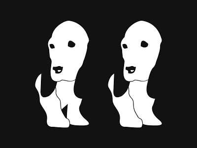 WIP Basset Hound dog grey negative space white wip