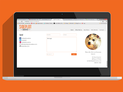 Side Plot and Puppies contact orange puppies puppy side plot creative social website white